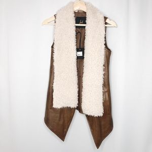 Jack BB Dakota 2Tone Leather Vest w/ Faux Fur Sz S